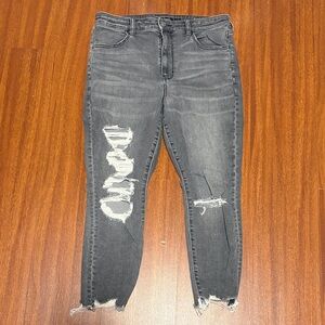 American Eagle Outfitters Women’s Distressed Charcoal Skinny Jeans